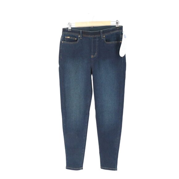 NWT DG2 Diane Gilman Dark Blue Super Stretch Skinny Pull On Jeans PM Petite M - Picture 1 of 4